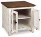 Wystfield - Rectangular End Table - 2 Doors - White / Brown Signature Design by Ashley®