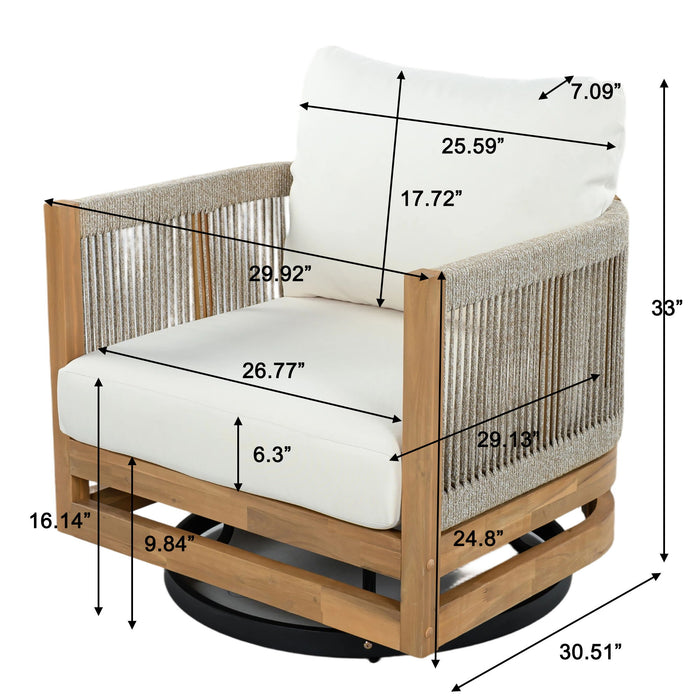 Outdoor Swivel Base Chair & Cushions Noble House