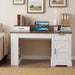 Office Desk With Storage Cabinet, Charging Station, Monitor Stand & Pegboard Home Essentials