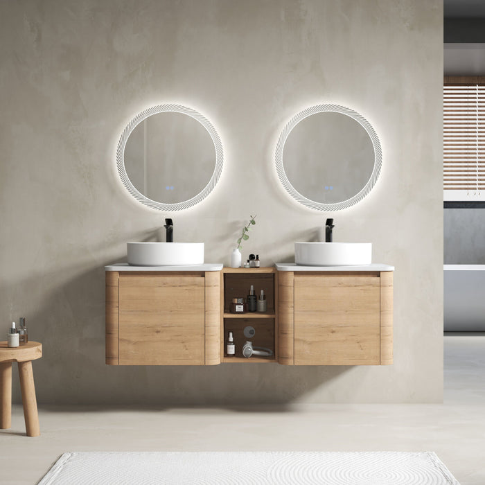 Wall Mounted Bathroom Vanity With Art Sink, 1 Storage Shelf, Soft Close Door Home Essentials