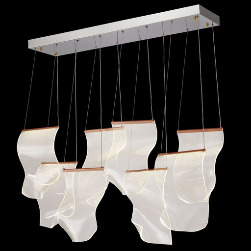 Michael Amini Lighting - Sheer Waves 8-Light Modern LED Chandelier - Rose Gold Michael Amini