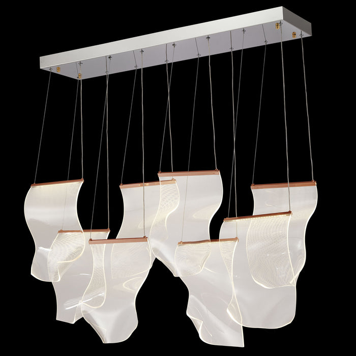 Michael Amini Lighting - Sheer Waves 8-Light Modern LED Chandelier - Rose Gold Michael Amini