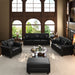 Upholstered Sofa With Nailhead Trim, Rolled Armrests With Ottoman Home Essentials