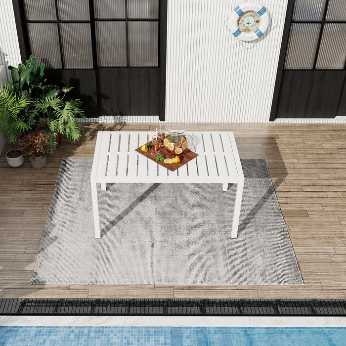 Modern Long Table, UV Resistant And Rust Proof, Pp Tabletop, UV Resistant Powder Coated Metal Legs - Snow White Home Essentials