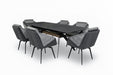 Aurora - 7 Piece Dining Room Set (Dining Table And 6 Chairs) - Grey / Silver / Black Extravaganza Collection