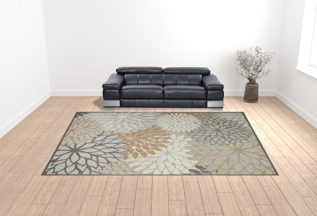 12' X 15' Floral Power Loom Area Rug - Natural