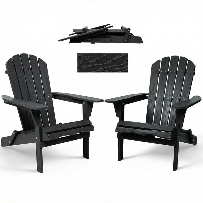 Folding Adirondack Lounge Chair With Embossed Grain Texture Home Essentials