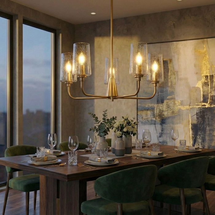 Dazzle - 5 Lights Chandelier With Clear Seeded Satin - Antique Brass / Clear / Gold Ashcroft Furniture