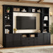 Farmhouse Elegant Entertainment Center Wall Unit With 4 Drawers Hearth and Haven