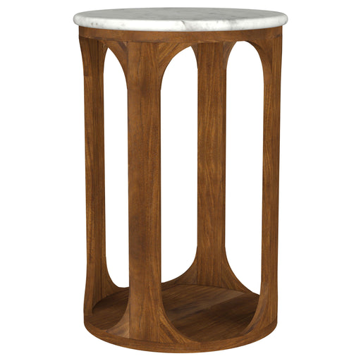 Eaton - Round Side Table - Brown / White Furniture Max