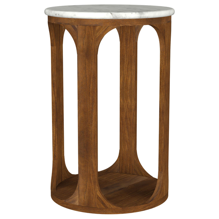 Eaton - Round Side Table - Brown / White