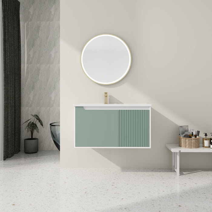 36 '' Wall - Mounted Bathroom Vanity With Ceramic Sink, Bathroom Vanity With Soft Close Door
