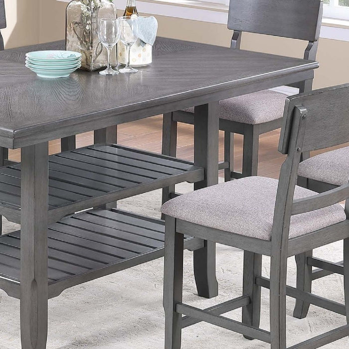 Dining Table 2 Shelves, Counter Height For Dining Room - Gray Home Essentials