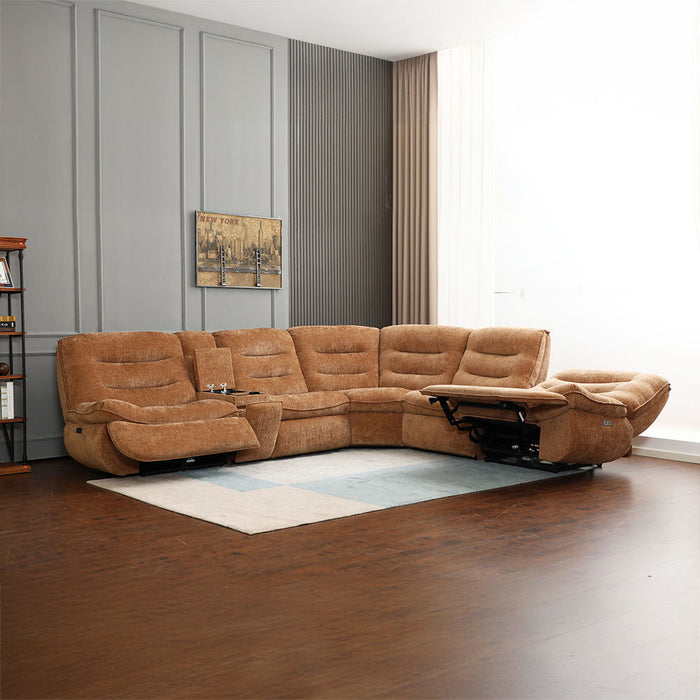 Emmy - Power Motion Sectional Sofa - Orange Chenille ACME