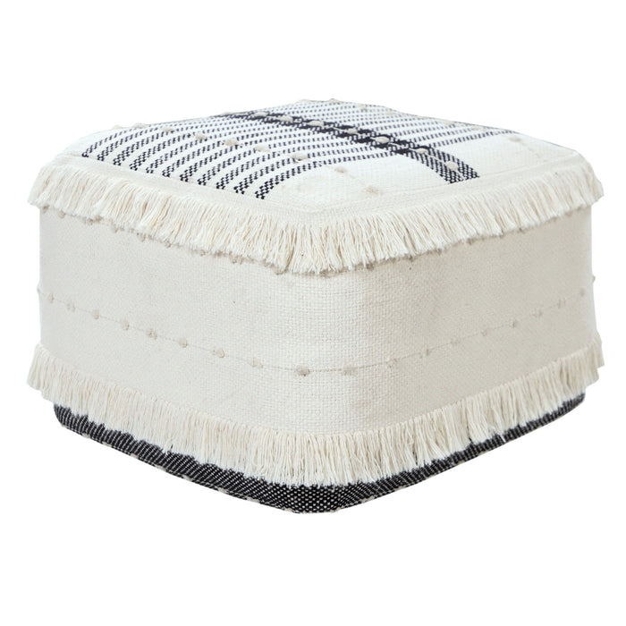 Cotton Ottoman Square - White / Black