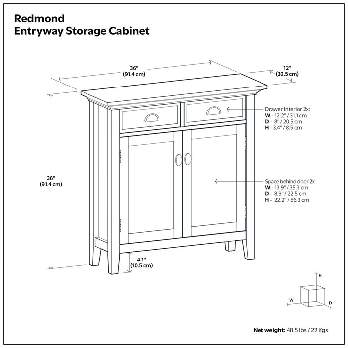 Redmond - Entryway Cabinet With Adjustable Shelves And Drawers - Brown Simpli-Home