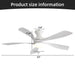 52" Ceiling Fan With 3 Color Dimmable LED Light, DC Reversible Motor, 6 Speed Settings Daily Nest