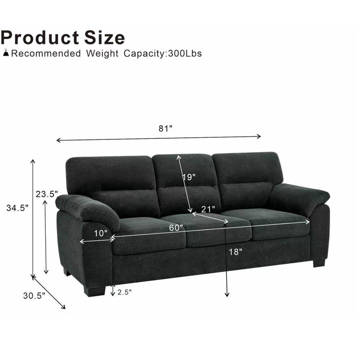 3 Seater Sofa With Padded Armrests And Triangular Leg Home Essentials