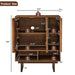 Sideboard Buffet Cabinet With Grille Slat Design With 3 Doors And Adjustable Shelves Home Essentials