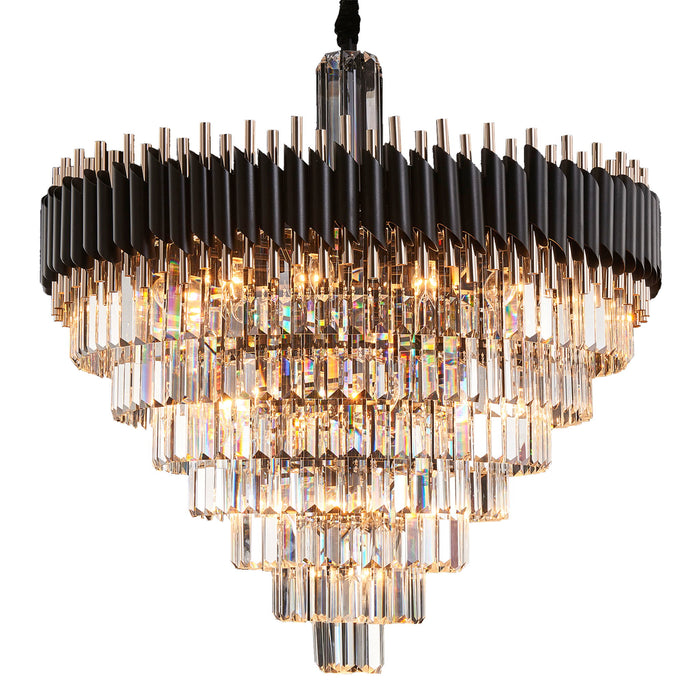 Michael Amini Lighting - Symphony Round 37-Light Crystal Chandelier - Black Michael Amini