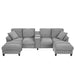 Modern U - Shaped Sectional Sofa With Storage Ottomans, USB Ports, And Cup Holders Hearth and Haven
