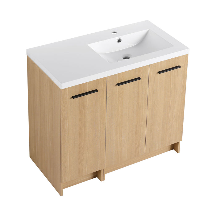 Wall Mounted Floating Bathroom Vanity With Sink, 3 Door Modular Cabinet Home Essentials