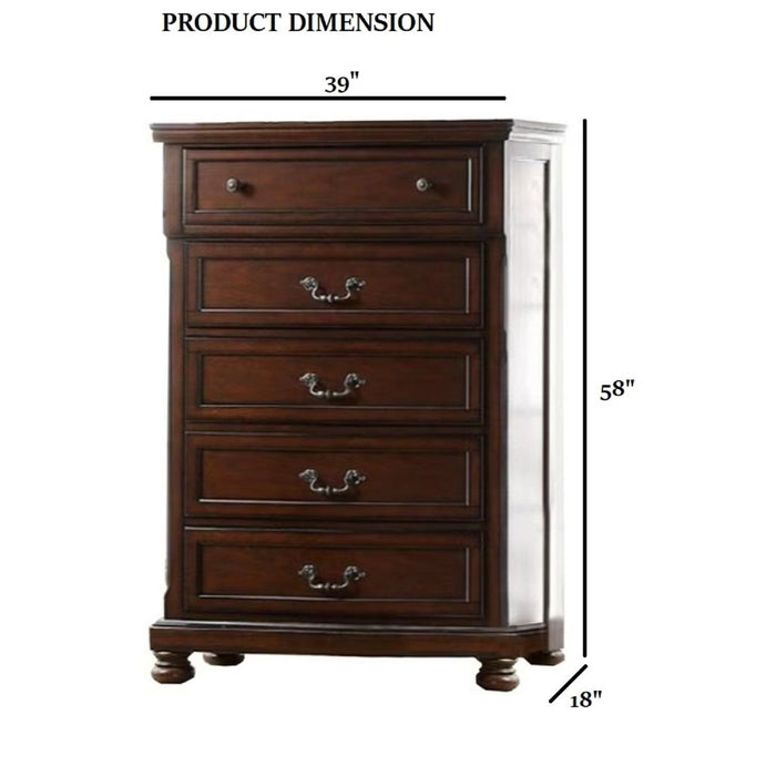 1 Piece Chest Bun Feet Pull Handles Round Knobs Bedroom Furniture - Cherry Home Essentials