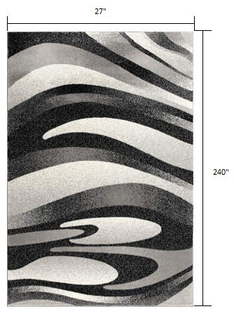 20' x 2.3' Abstract Dhurrie Runner Rug - Gray Black