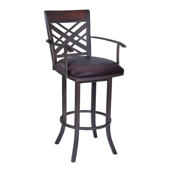 Faux Leather And Iron Bar Height Chair 45" - Brown