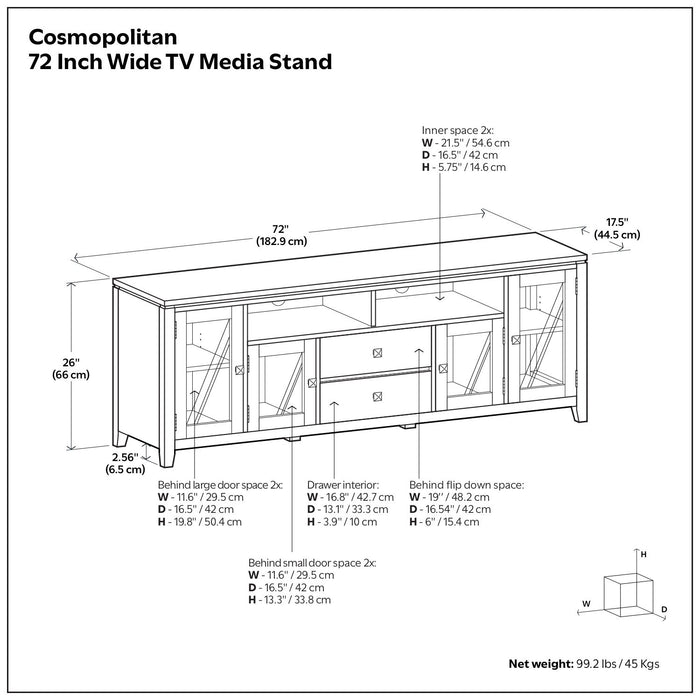 Cosmopolitan - Wide TV Media Stand - Mahogany Brown Simpli-Home