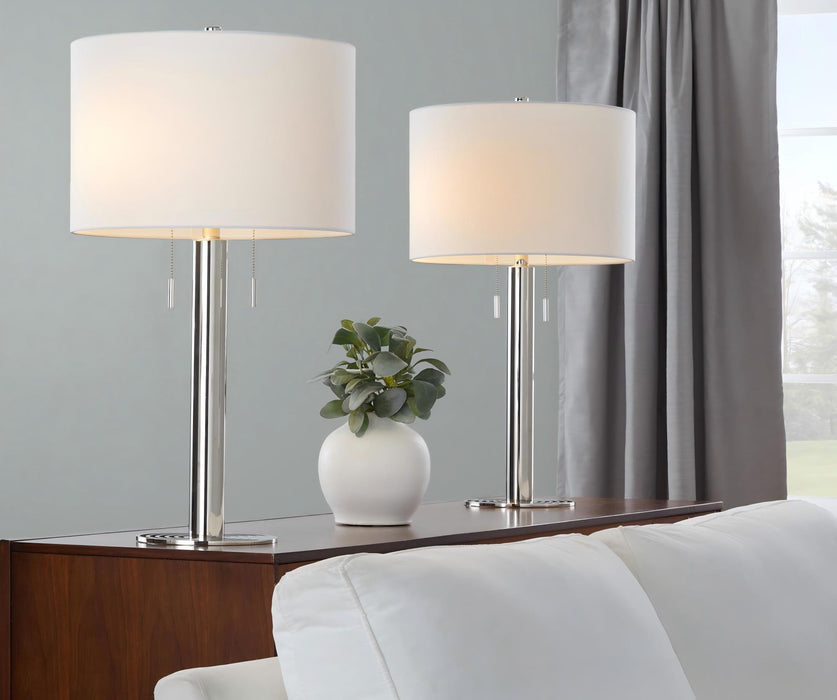 Master - 29" Contemporary Table Lamp (Set of 2) - Polished Nickel / White Lumi Source