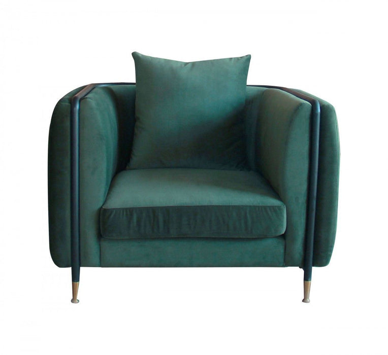Velvet And Black Solid Color Arm Chair 32" - Green