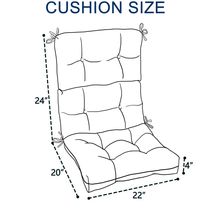 2 Piece High Back Patio Chair Cushion Set, Tufted Adirondack And Rocking Chair Cushions