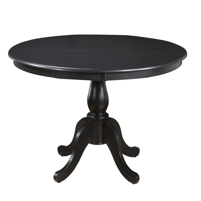 Round Turned Pedestal Base Wood Dining Table 42" - Antique Black