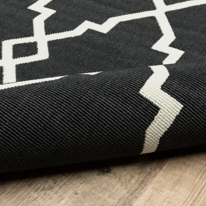 Outdoor / Indoor Area Rug - Black / Ivory