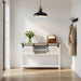 Entryway Table With Sliding Barn Door Storage - White / Oak Home Essentials