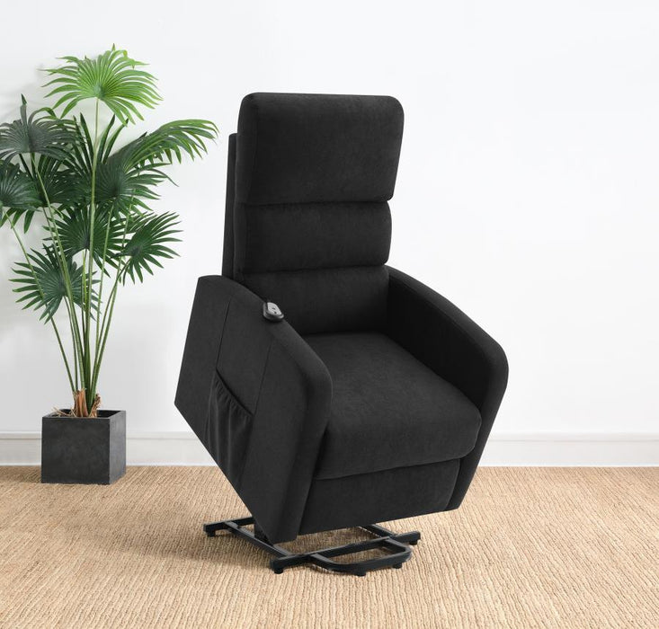 Amsdell - Upholstered Power Lift Recliner With Remote - Black