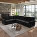 L-Shaped Sofa Couch With Pull Out Bed With Nailhead Trim & Rolled Arm Home Essentials