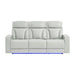 Julian - Power Reclining Sofa With Footrest And LED Lighting - Silver Global Furniture USA
