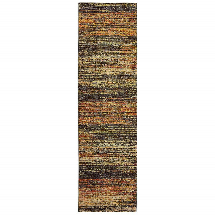 2' x 8' Abstract Runner Rug - Gold And Slate