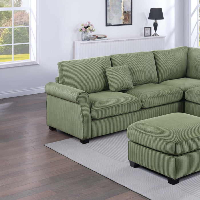 L - Sectional Sofa Set With Corner Wedge And Ottoman, 4 Piece Living Room Furniture - Sage Home Essentials