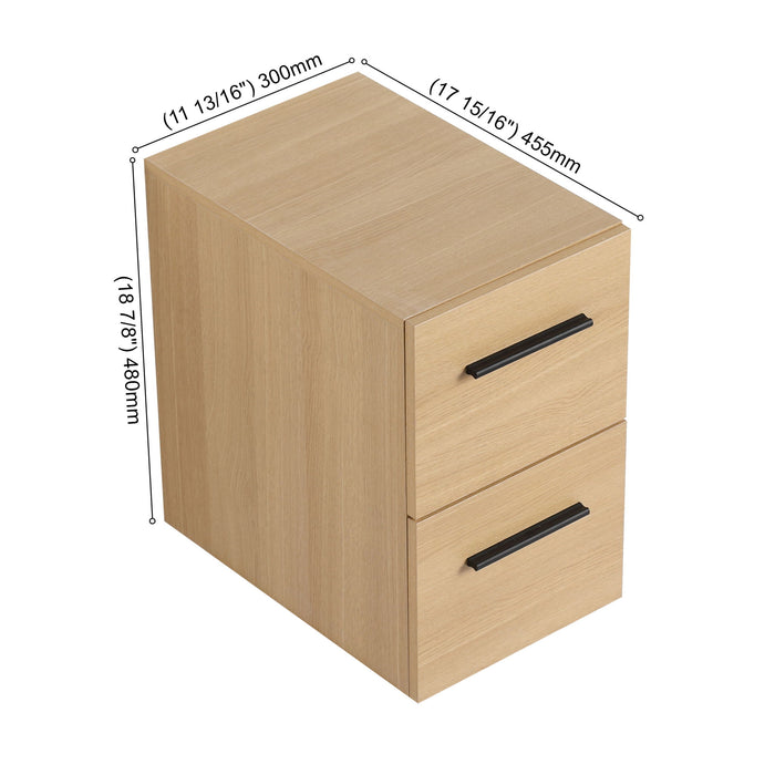 Floating Bathroom Vanity Drawer Base, Wall Mounted Storage With 2 Drawers - Light Oak Home Essentials