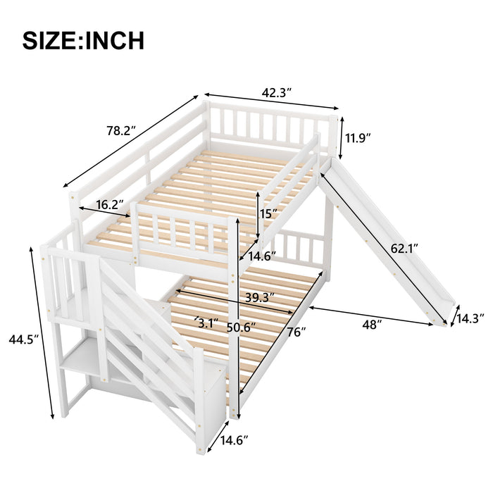 Bunk Bed With Convertible Slide And Stairway