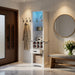 Pantry Cabinet With LED Lights, Wine Rack, Tempered Glass Shelves, And Barn Door Design - White Home Essentials