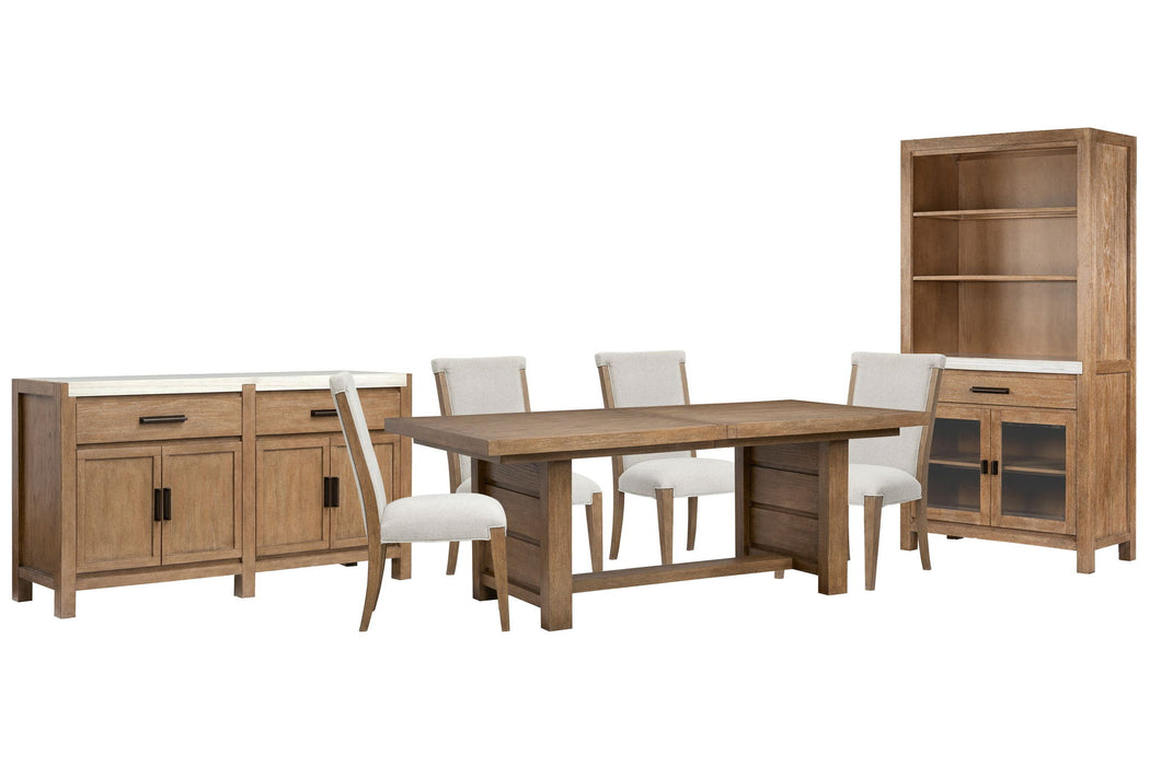 Plum Creek - 7 Piece Extendable Trestle Dining Table Set Magnussen Furniture