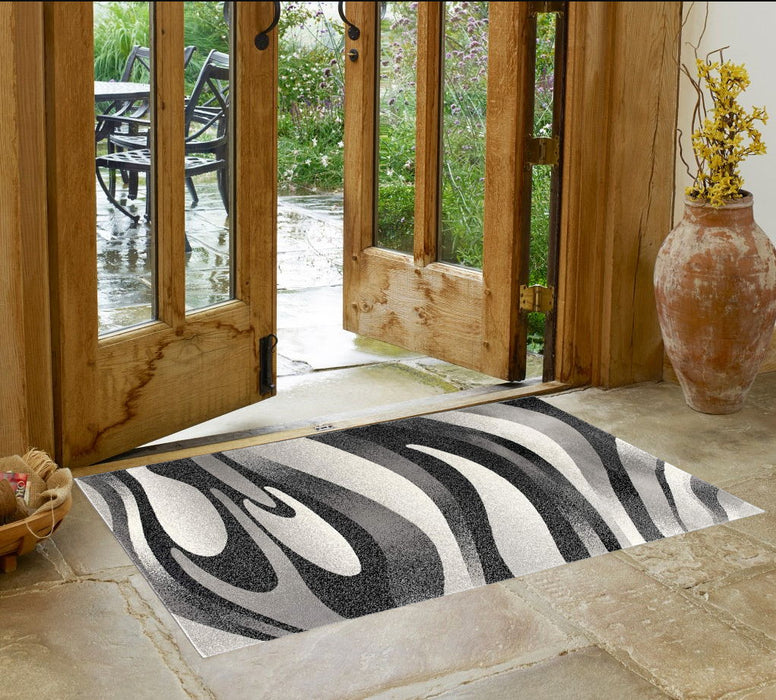 2' x 4' Abstract Dhurrie Area Rug - Gray