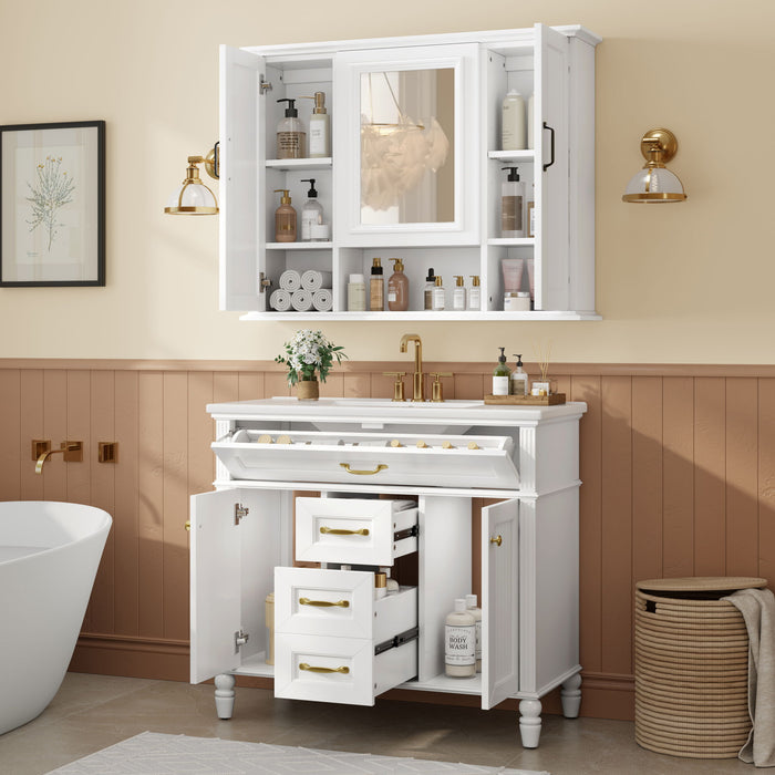 Modern Freestanding Bathroom Vanity With Sink, Cabinet, Soft-Close Drawers, Tip-Out Tray Hearth and Haven