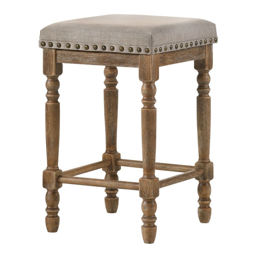 Farsiris - Counter Height Stool (Set of 2) - Beige Fabric & Weathered Oak ACME
