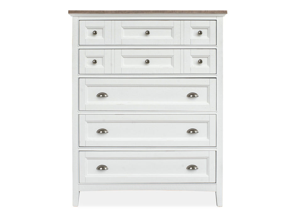 Heron Cove - Two Tone Drawer Chest - Chalk White And Dovetail Gray Magnussen Furniture