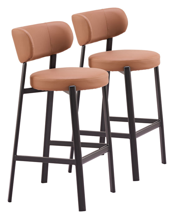 Prairie - Barstool (Set of 2) - Brown Zuo Modern